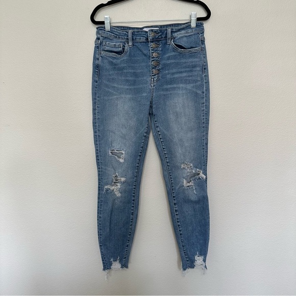 VERVET BY FLYING MONKEY Denim - Vervet women’s jeans exposed button fly distressed raw hem medium wash size 30
